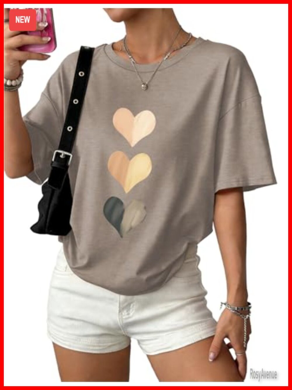 Oversized Tshirt Women Crew Neck Short Sleeve Graphic Tee Loose Fit Casual Top